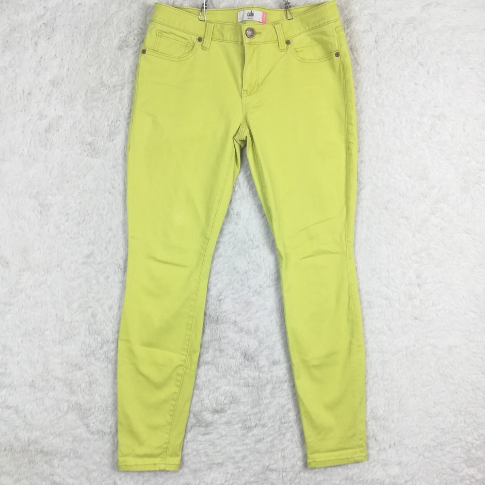 Cabi Womens Jeans Skinny Denim Yellow Low Rise Stretch Fun Hipster 8